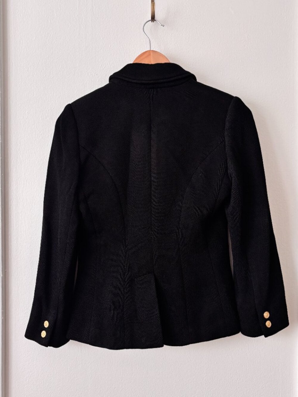 Smythe Double Breasted College Blazer in Black Pique - Picture 11 of 12